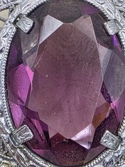 Antique Art Deco Rhodium Plated Filigree Bracelet JHP John Peckman Purple Stone