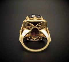 4.28CT Art Deco Genuine Garnet Vintage Art Deco Wedding 14K Yellow Gold FN Ring