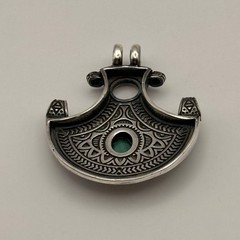 Ancient Victorian Star Pendant Silver Necklace Rare Amulet With Natural Stone