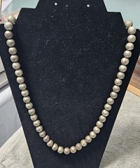 Vintage Silver Tone Etched Beaded Necklace 12″ Drop Boho Southwestern Style
