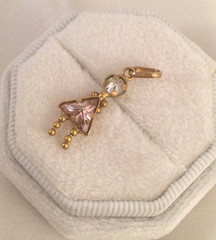 Jewellery Yellow Gold Diamond Pink Sapphire Girl Doll Vintage Pendant Jewelry