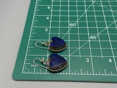 Vintage Joan Slifka Designs Sterling Silver 925 Blue Heart Earrings