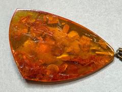 Vintage Baltic Amber Pendant Necklace Cognac Butterscotch 7.6g USSR Era Latvia