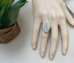 Vintage 18k Yellow Gold Engagement Ring 5.06ct.Lab-Grown Marquise Euro Diamond
