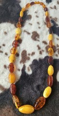Large Genuine Baltic Amber Beaded Necklace. Vintage 29 Inches Long
