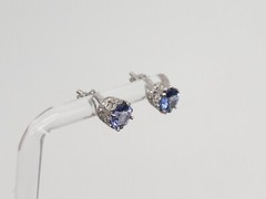 NEW $5000 2ct Natural Tanzanite VS H Diamond 18k White Gold ETERNITY Earrings