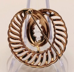 Vintage TRIFARI Pat Pend Rhinestone Swirl Brooch Pin Gold Tone Two Tone Circular
