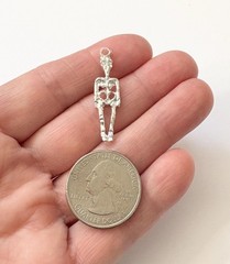 SET OF 17 PEWTER SKELETON SILVER PLATED CHARMS /BSO3