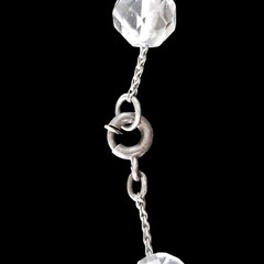 Vtg Art Deco Rock Crystal Quartz Faceted Bead 28″ Necklace Sterling Chain