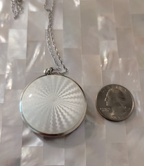 Antique French Guilloche 935 Sterling Silver Enamel Floral Locket Pendant