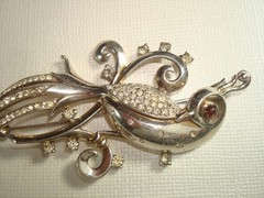 TRIFARI ALFRED PHILIPPE STERLING SILVER,VERMEIL,BIRD of PARADISE BROOCH,SIGNED