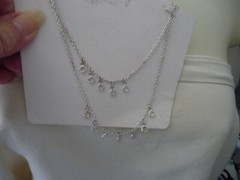 LAUREN CONRAD LC LAYER SILVER TONE CHAIN w CLEAR CRYSTAL DROPS NECKLACE #7/15A