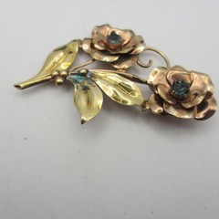 Vintage Barclay Gold Filled Brooch Floral SOME METAL DISCOLORATION
