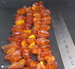 Necklace made of natural beautiful cognac amber weight 74 grams.