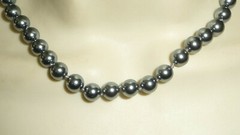#528 Vtg costume NECKLACE 7″ L FAUX GRAY PEARLS Hand Knotted