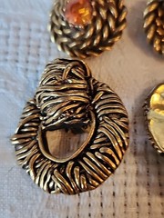 3 Pairs Of Vintage Gold Chunky Mid Century Clip Earrings #120
