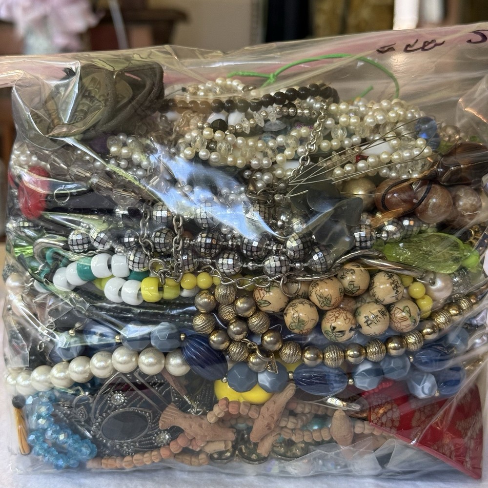 Vtg Craft Jewelry Lot Over 5 LBS Repurpose Beads Gemstones Harvest AB 6/26 CL
