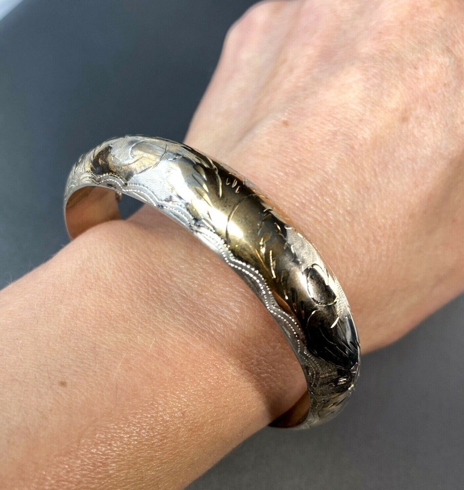 Vintage Bangle Bracelet Estate Fine Jewelry Pre-Owned Sterling Silver Antique