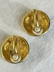 Vintage Swarovski Set Bracelet and Clip Earrings Matte Gold Tone Polka Dots