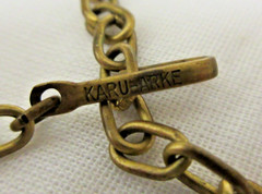 Vintage KARU ARKE Gold Tone Tan & Light Brown AB Rhinestone Link Collar Necklace