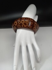 Kjl Vintage Massive Lucite Brown Polka Dot Designer Bangle Bracelet