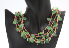Gorgeous Patte De Verre French Couture Green Purple Acrylic Beads Necklace