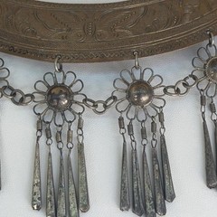Vintage Hmong Miao Tribal Torque Collar Silver Flower Fringe Bib Choker