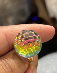 Vintage VENDOME Faceted Crystal Disco Ball Cocktail RING~Square Shank~Patent,FJT