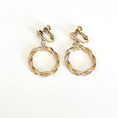 Vintage Napier Gold Tone 70s Twisted Oval Chunky Screw Back Clip On Earrings