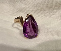 Vtg 14K Gold Pear Shaped Color Change Sapphire 14.5ct Sz 8 Cocktail Ring
