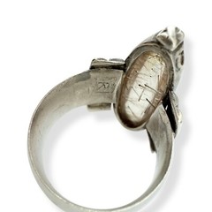Vintage Sterling Silver & Rutilated Clear Quartz Ring – JM, 1994 Size 9.75