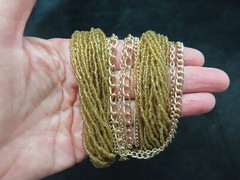 Vintage 1960’s Golden Seed Bead w/Multiple Chain Necklace Adjustable
