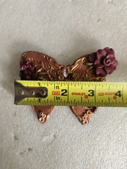 Vintage Decorative Butterfly Brooch • Copper & Maroon Color with Faux Gemstones