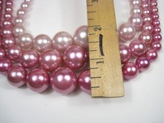 Vintage 1960s Japan Multi Strand Pink Ombre Beaded Necklace Vintage Choker 15 in