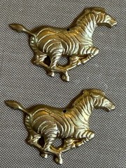 Vintage Brass Zebra Stampings 1.5” Safari Animal Findings Hanging Charms Lot of