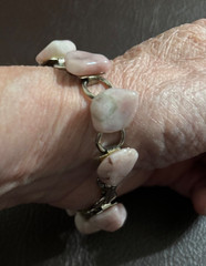 Vintage Bracelet Pink Stones Silver Tone Links 7 Inches Fold Over Clasp Chunky