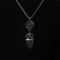 Vintage Quartz Orb Large Pendant Rutilated Black Tourmaline Necklace