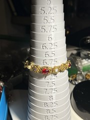 Vintage Victorian Revival Metal Tone Multi Gem Slide Bracelet Sz 7