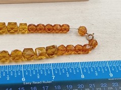 Art Deco 17″ Varies Style & Size Amber Colored Faceted Glass Bead Necklace