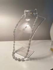 Chinese Export Jade White Lavender Green Knotted Bead Necklace 109.4g 26-1/2”