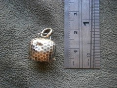 Honeycomb Cow Bell Nice Tinkle Vintage Pale Goldtone Bracelet Charm Pendant 1.2g