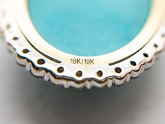 MALAKAN $7000 15ct Turquoise VS G Diamond 18k 19k Yellow Gold HALO Pendant 10g
