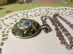 MaryBee Silver Tone 20″ Chain W/1″ Jade Chip Pendant Necklace 12-01-2021