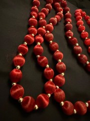 vintage satin thread-wrapped beaded necklaces lot of 2