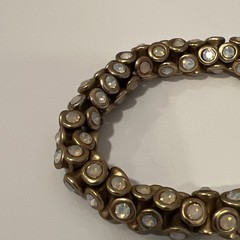 Clear Crystal Rhinestone Evening Wear Chunky Stretch Bracelet Gold Tone 7″