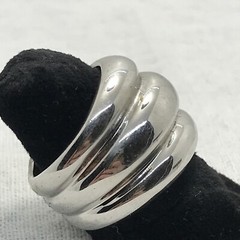 Vintage 18K HGE White Gold Plated Wide Band Domed Ring varied sizes