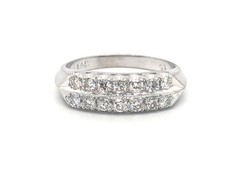 Art Deco Diamond 2 Row Wedding Band Anniversary Ring .50ct Original 1940’s 14K