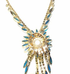 GORGEOUS DELIZZA & ELSTER JULIANA BOOK PIECE BLUE SUNBURST NECKLACE AND EARRINGS