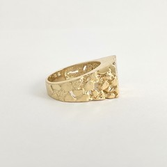 Vintage 1980’s Men’s Diamond Flat Top Nugget Ring 14K Yellow Gold, 9.38 Grams