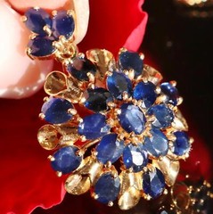 14k yellow gold pendant 4.00ct ceylon sapphire charm handmade 1920s antique 3.2g